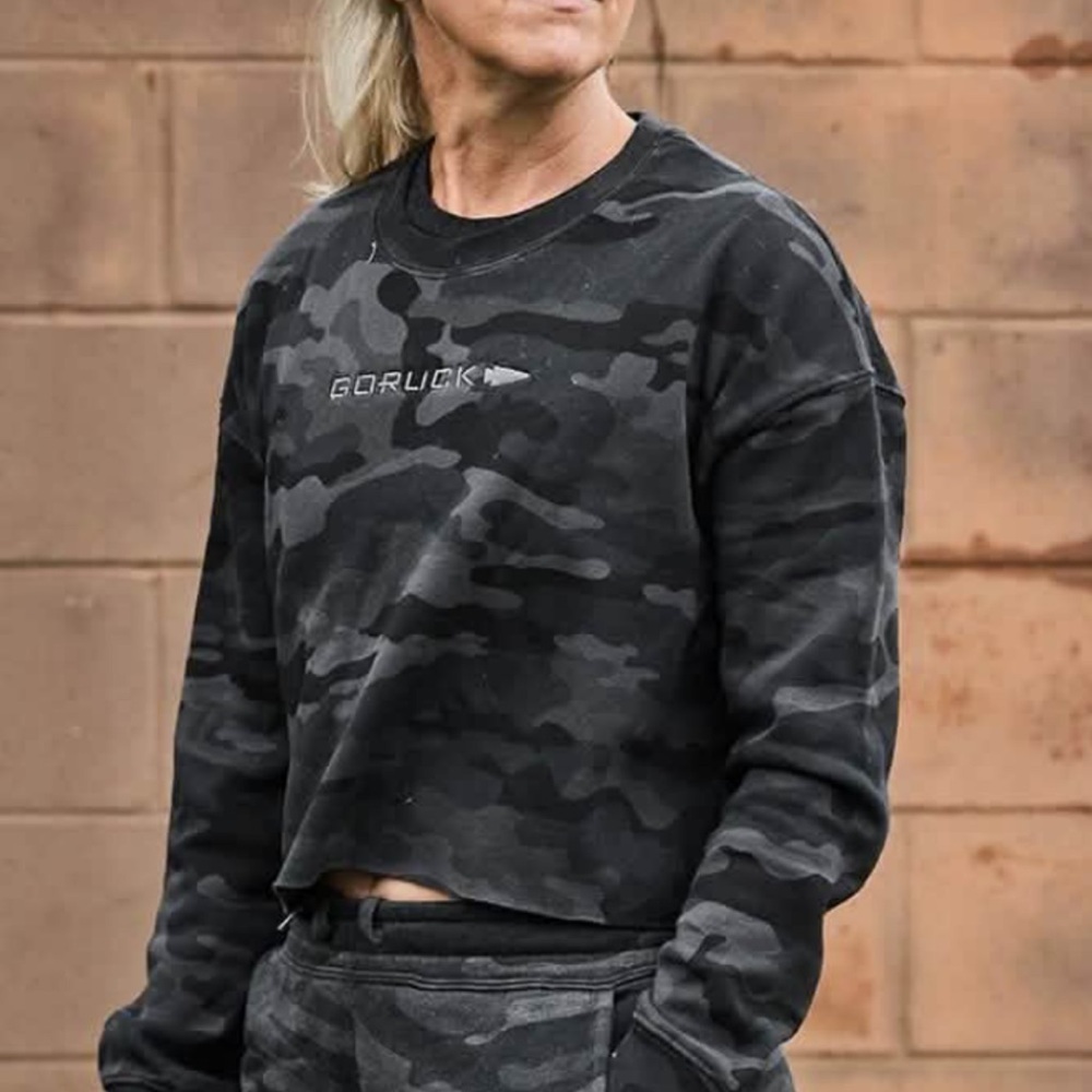 GORUCK BLK Camo Crop WMN Long Sleeve Sweatshirt Cotton Polyester 2400-01H (EUC)